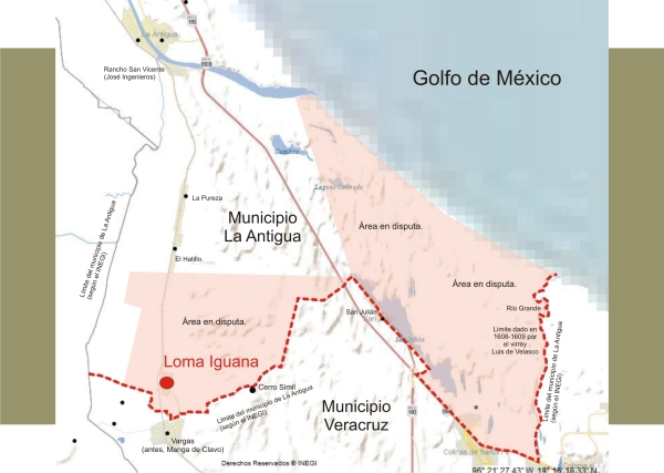 El poblado de Loma Iguana ubicado dentro de la superficie que se disputan los municipios de La Antigua y Veracruz.